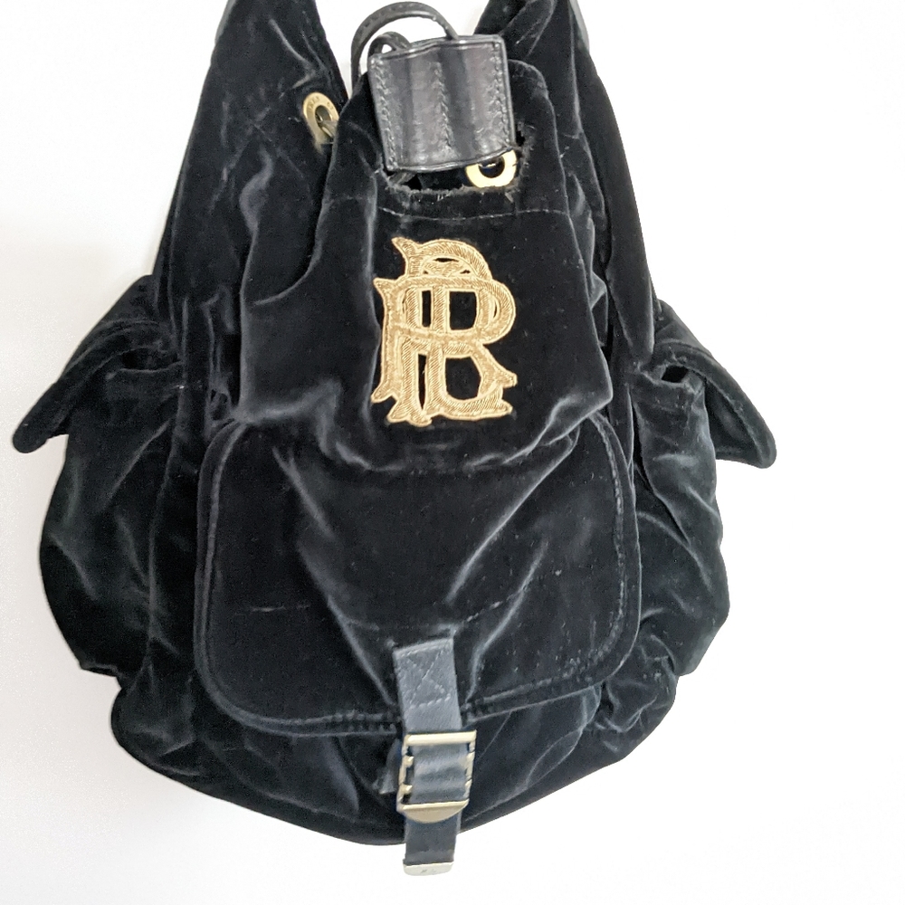 Ralph Lauren Black Velvet Back Pack with Monogram